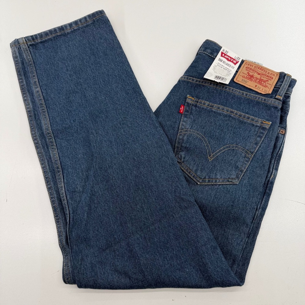 Levis 550 Relaxed Fit Tapered Leg Blue Denim Jeans Mens 32x32 00550-4886